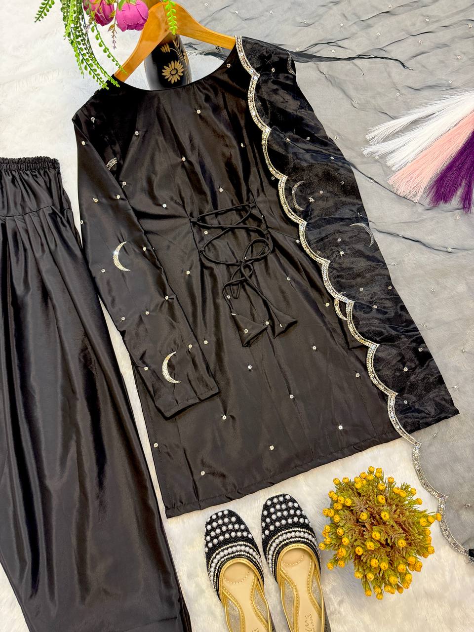 Urban Midnight Crescent Embroidered Suit
